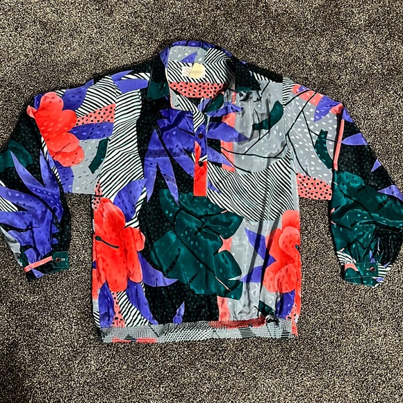 Vintage Tops - Vintage 80s Da-Rue of California women’s 14 shiny floral top retro blouse
